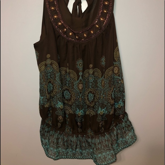 Apt. 9 size large teal and brown top. - Picture 10 of 12